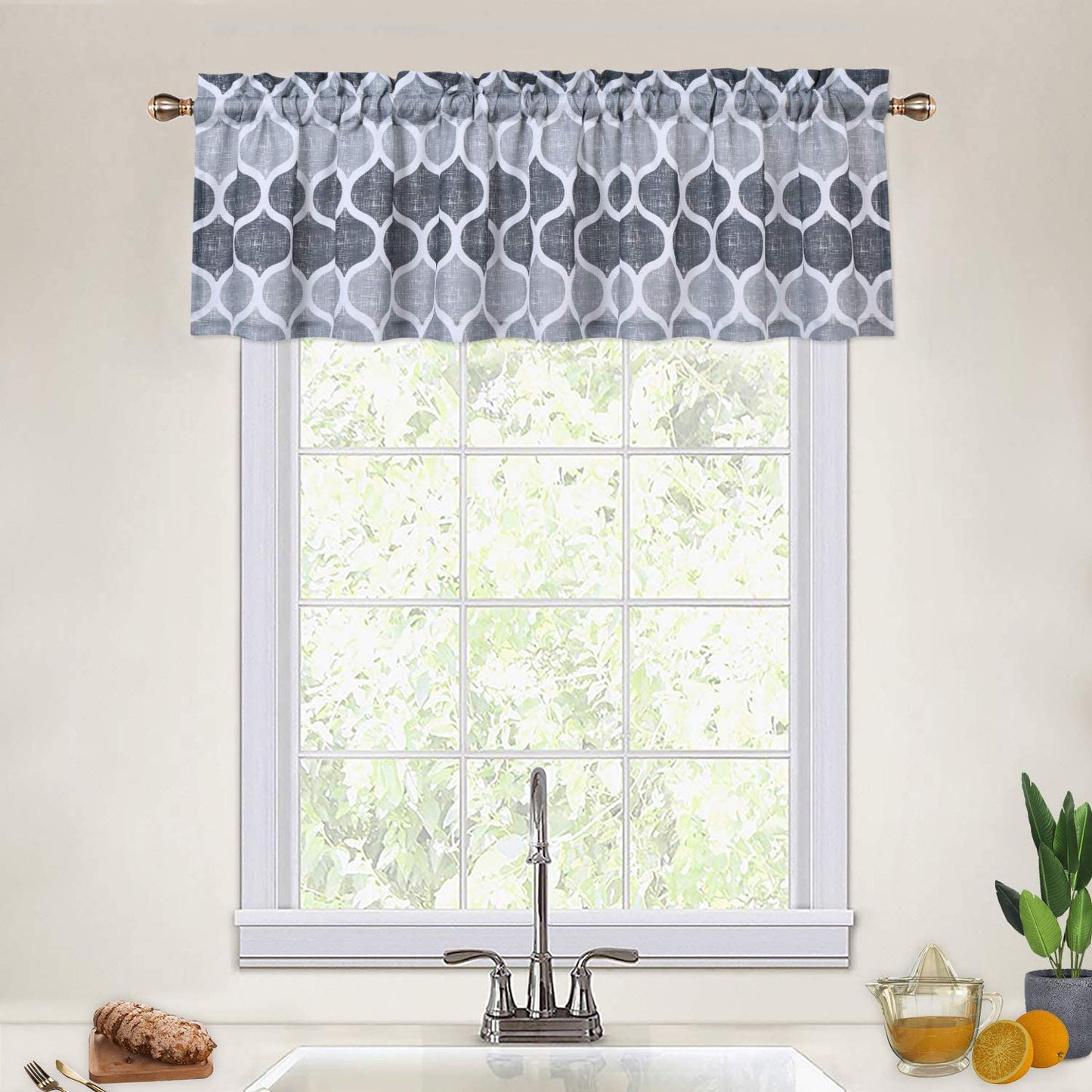 Valances for Kitchen Geometric Moroccan Printed