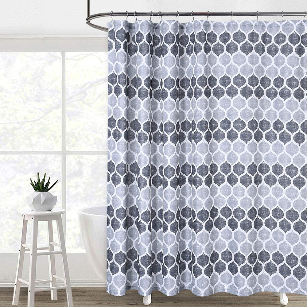 Fabric Shower Curtain Moroccan Ogee Patterned Modern