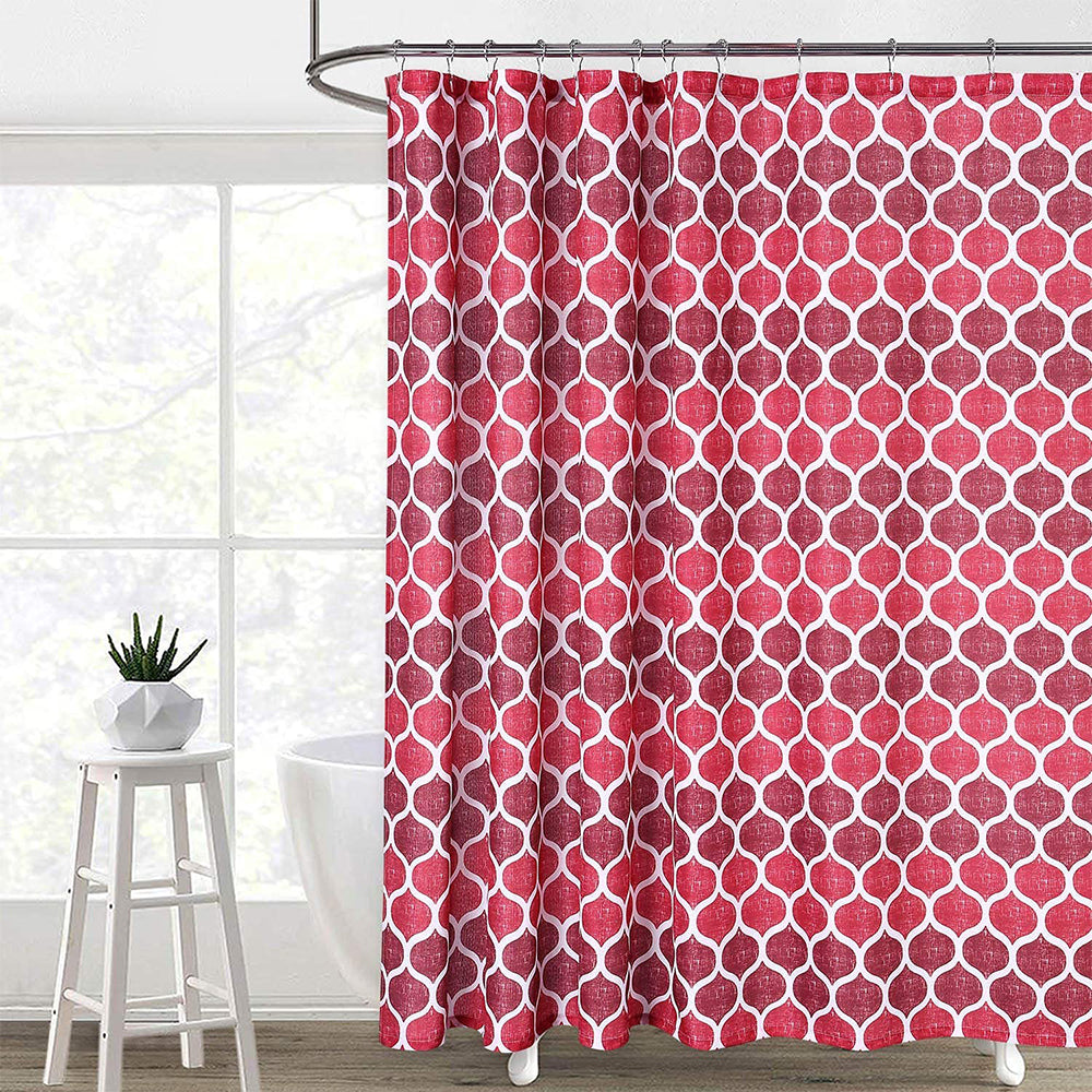 Fabric Shower Curtain Moroccan Ogee Patterned Modern